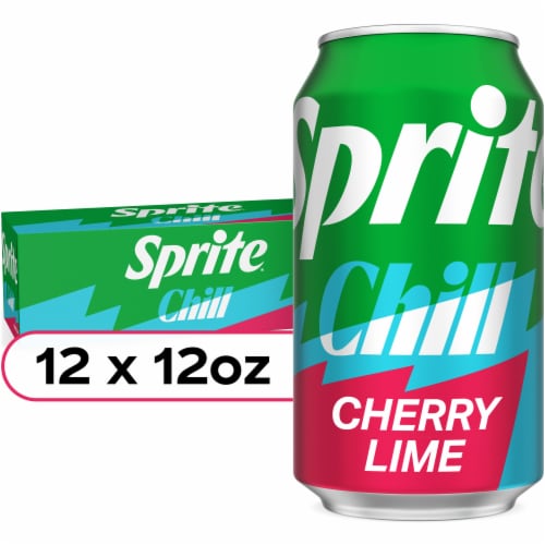 Sprite Chill Cherry Lime Soda Cans Perspective: front