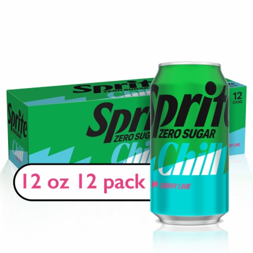 Sprite Chill Zero Sugar Cherry Lime Soda Cans Perspective: front