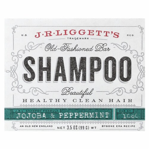 J.R. Liggett's Old Fashioned Shampoo Bar Jojoba & Peppermint - 3.5 oz (99 g) Perspective: front