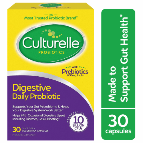 Culturelle® Probiotics Digestive Health Dietary Supplement Vegetarian Capsules Perspective: front