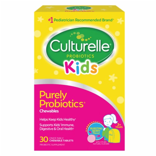 Culturelle® Kids Purely Probiotics® Bursting Berry Flavor Daily Chewable Tablets Perspective: front