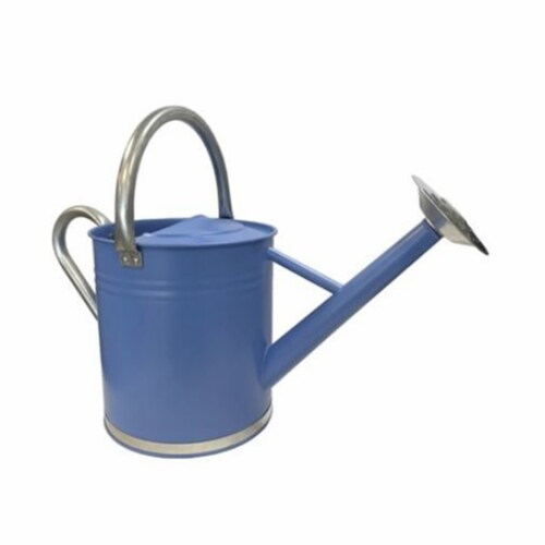 Gardener's Select (#GSAW3005P) 7L Blue Watering Can With Galvanized Accents Perspective: front