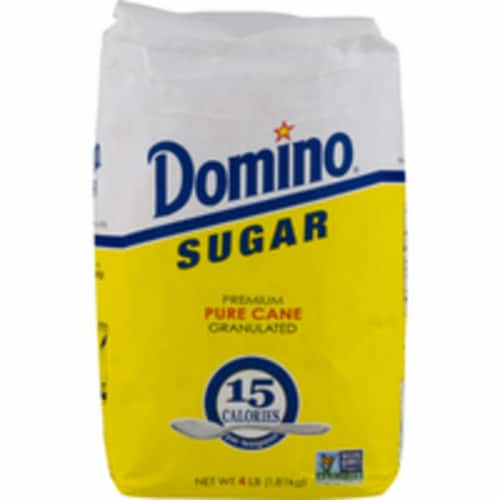 4 LB GRANULATED WHITE SUGAR DOMINO CANISTER Perspective: front