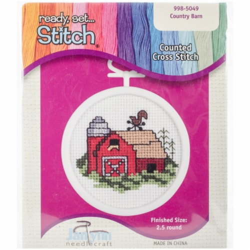 Janlynn Mini Counted Cross Stitch Kit 2.5 Round-Barn (18 Count), 1 count -  City Market