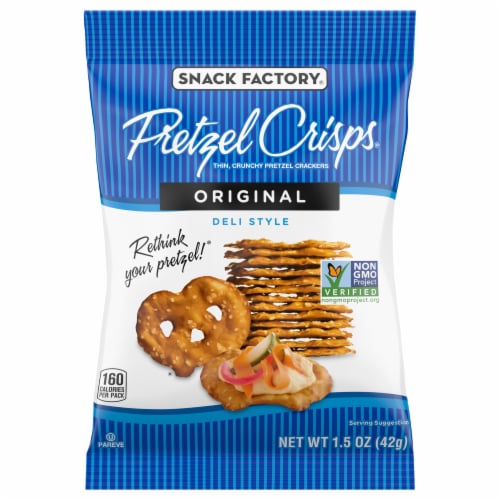 Snack Factory Pretzel Crisps Original Deli Style Crunchy Pretzel Crackers Perspective: front