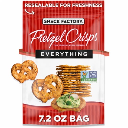Snack Factory Everything Pretzel Crisps Non-Gmo Perspective: front