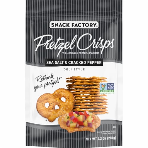 Snack Factory Pretzel Crisps Sea Salt & Cracked Pepper Perspective: front