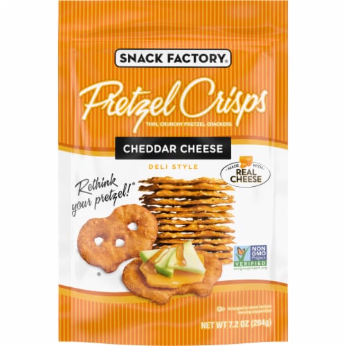 Snack Factory Pretzel Crisps Cheddar Cheese Perspective: front