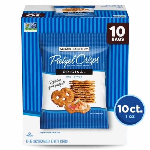 Snack Factory Pretzel Crisps Original 1 Oz Snack Bags Perspective: front
