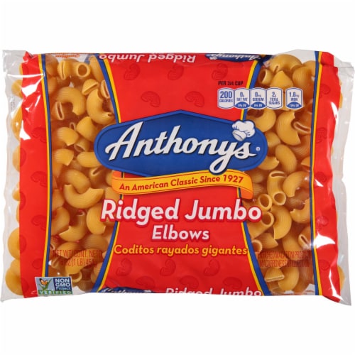 Anthony's® Ridged Jumbow Elbow Pasta Perspective: front
