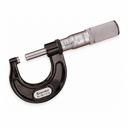 Starrett Outside Micrometer,0 to 1 ,Knurled Ring T436.1XFL-1 W/SLC Perspective: front