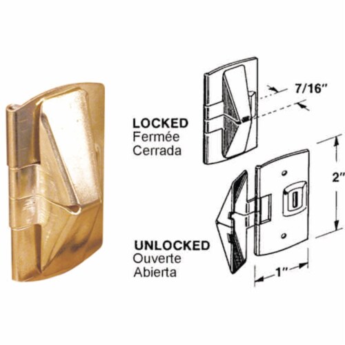 Defender Security Brass Finished Steel Flip Window Wedge Lock (2-Pack) U 9938 Perspective: front