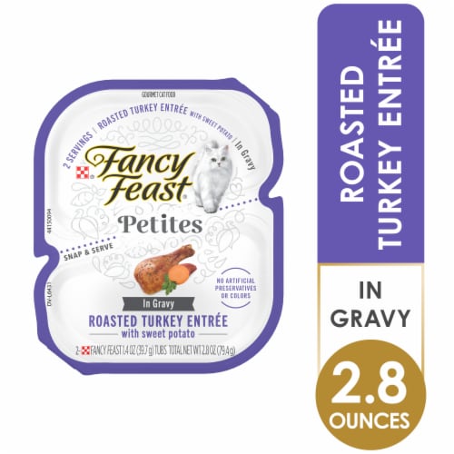 Purina Fancy Feast Petites Wet Cat Food in Gravy Turkey & Sweet Potato Perspective: front