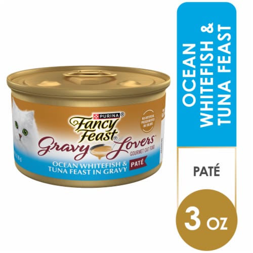 Purina Fancy Feast Wet Cat Food Gravy Lovers Ocean Whitefish and Tuna Feast Pate Perspective: front