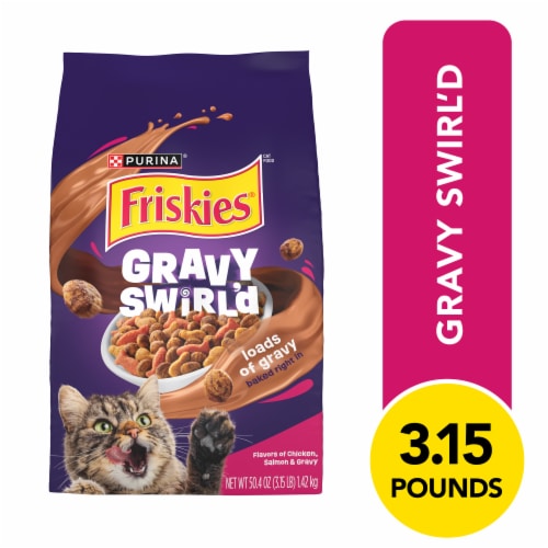 Friskies® Gravy Swirlers with Chicken & Salmon Flavors Dry Cat Food Perspective: front