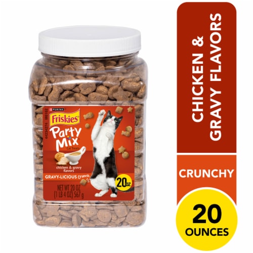 Friskies Party Mix Gravylicious Chicken & Gravy Flavors Cat Treats Perspective: front