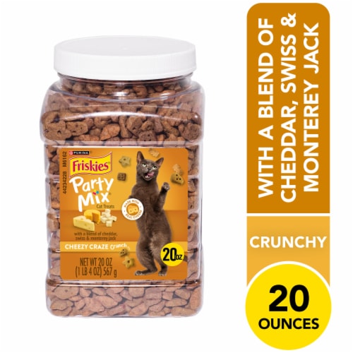 Purina Friskies Party Mix Cat Treats Cheezy Craze Crunch Perspective: front