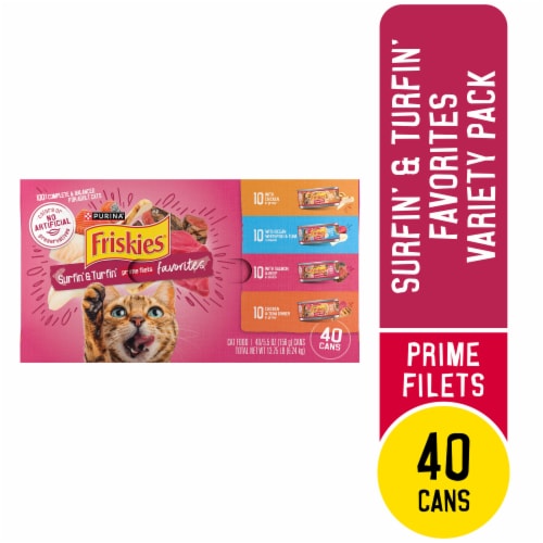 Purina Friskies Surfin & Turfin Prime Filets Wet Cat Food Variety Pack Perspective: front