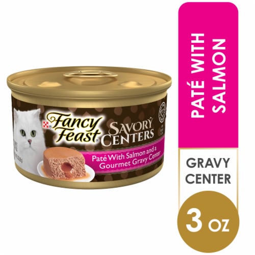 Purina Fancy Feast Savory Centers Wet Cat Food Pate with Salmon & a Gravy Center Perspective: front