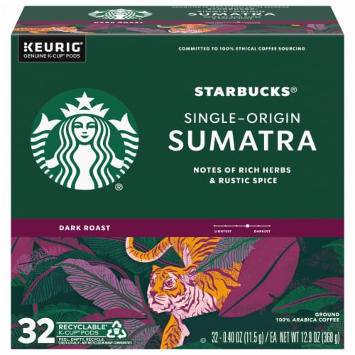 Starbucks Sumatra Dark Roast K-Cup Coffee Pods Perspective: front