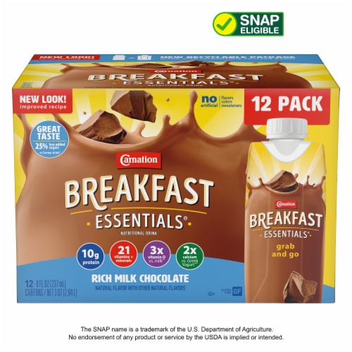 Carnation Breakfast Essentials® Rich Milk Chocolate Nutritional Drink Perspective: front