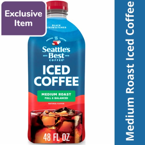 Seattle’s Best Iced Coffee Medium Roast Black Unsweetened Ready to Drink Coffee Perspective: front