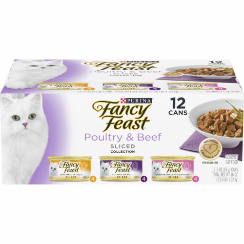 Fancy Feast Poultry & Beef Sliced Collection Gravy Wet Cat Food Variety Pack Perspective: front