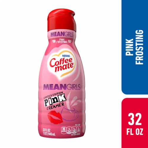 Coffee Mate Mean Girls Pink Frosting Liquid Coffee Creamer Perspective: front