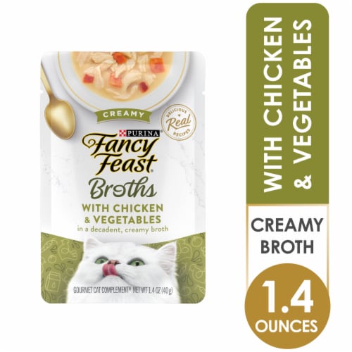 Fancy Feast Creamy Broths Creamy Chicken & Vegetables Wet Cat Food Perspective: front