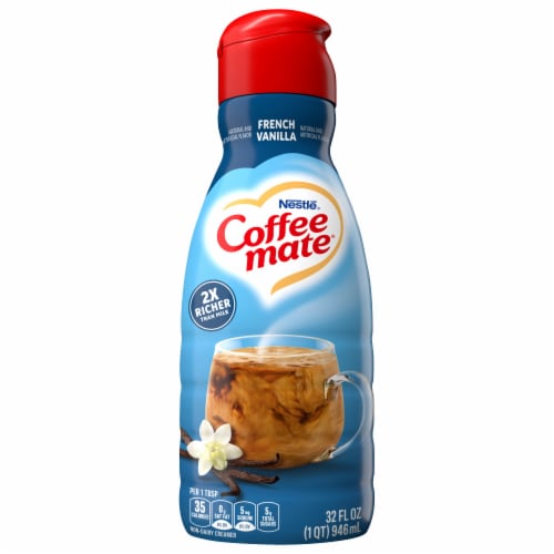 Coffee Mate French Vanilla Flavored Coffee Creamer Non-Dairy Gluten-Free Perspective: front