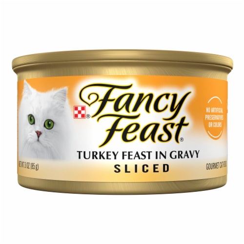Purina Fancy Feast Sliced Wet Cat Food in Gravy Turkey Feast Perspective: front