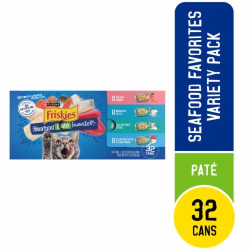 Purina Friskies Seafood Favorites Wet Cat Food Pate Variety Pack Perspective: front