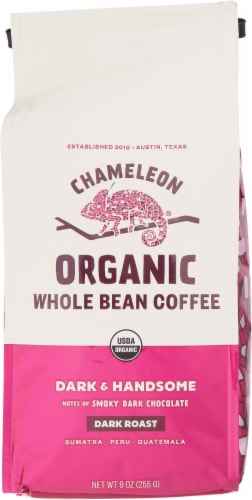 Chameleon Dark & Handsome Dark Roast Organic Whole Bean Coffee Perspective: front