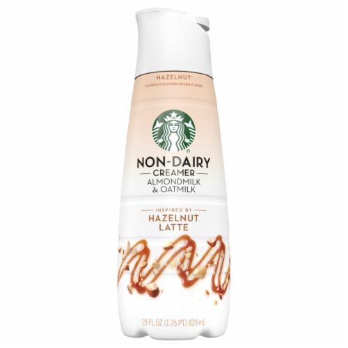 Starbucks Hazelnut Almond Milk & Oat Milk Non Dairy Coffee Creamer Perspective: front
