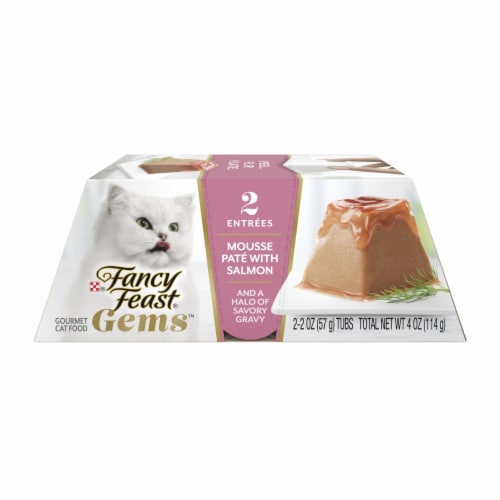 Purina Fancy Feast Gems Mousse Pate With Salmon and Halo of Savory Gravy Cat Food Perspective: front