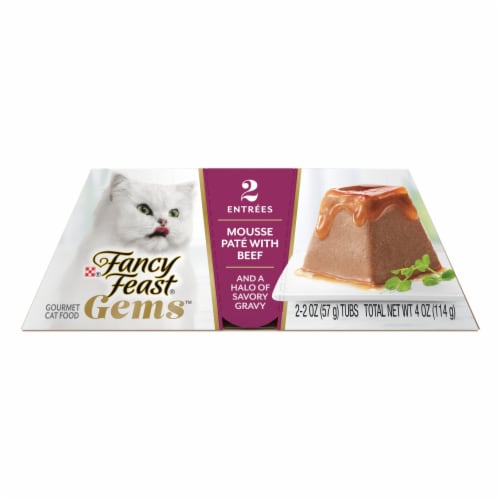 Purina Fancy Feast Gems Wet Cat Food Mousse Pate with Beef and Halo of Savory Gravy Perspective: front
