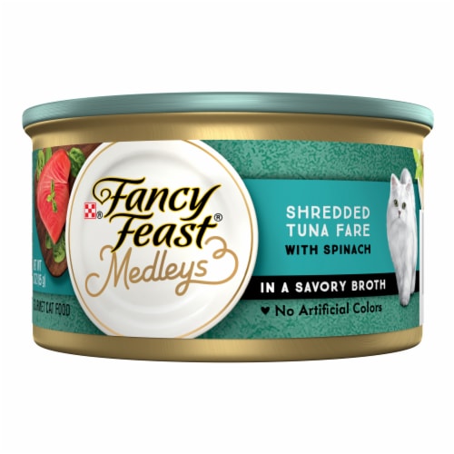 Purina Fancy Feast Medleys Wet Cat Food Shredded Tuna Fare in Savory Broth Perspective: front