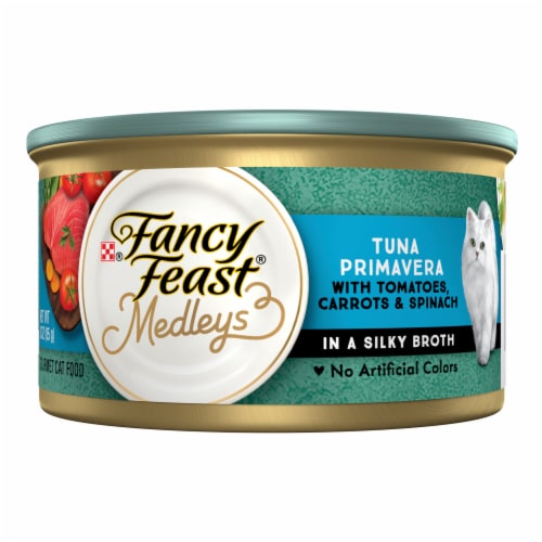 Purina Fancy Feast Wet Cat Food, Medleys Tuna Primavera With Tomatoes, Carrots and Spinach Perspective: front