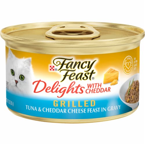 Fancy Feast® Delights Grilled Tuna & Cheddar Cheese Feast Wet Cat Food (24 Pack) Perspective: front