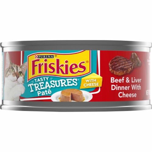 Friskies Tasty Treasures Beef & Liver Dinner Wet Cat Food Perspective: front