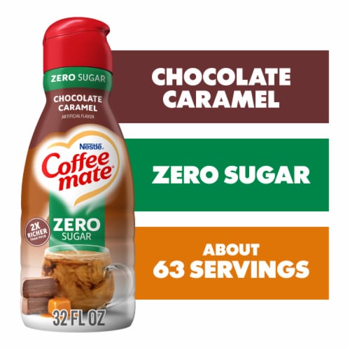 Coffee mate Zero Sugar Chocolate Caramel Liquid Coffee Creamer Perspective: front