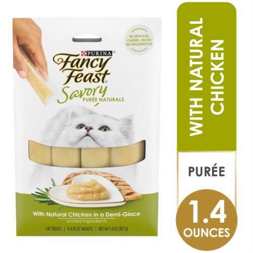 Purina Fancy Feast Savory Puree Naturals Cat Treats with Natural Chicken in Demi-Glace Perspective: front