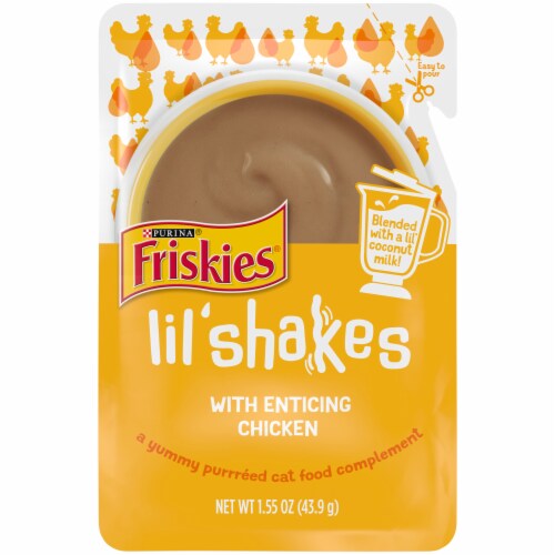 Purina Friskies Lil' Shakes Wet Cat Treats with Enticing Chicken Perspective: front