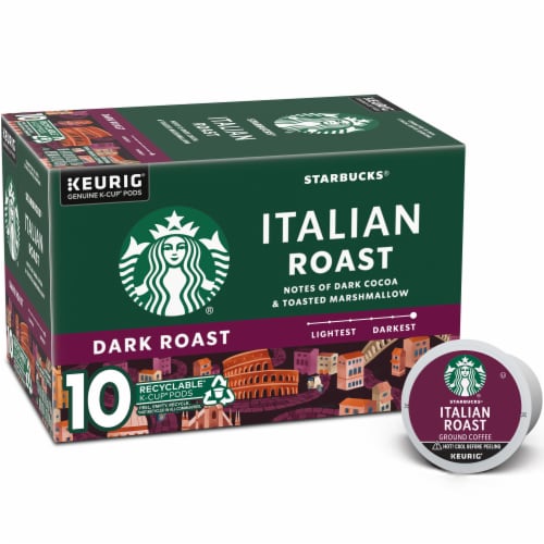 Starbucks Italian Roast Dark Roast K-Cup Coffee Pods Perspective: front