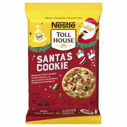 Nestle® Toll House Chocolate Chip Santa's Cookie Dough Bar Perspective: front