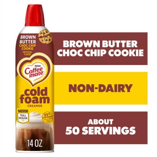 Coffee mate Brown Butter Chocolate Chip Cookie Flavored Cold Foam Creamer Non-Dairy 50 Servings Perspective: front