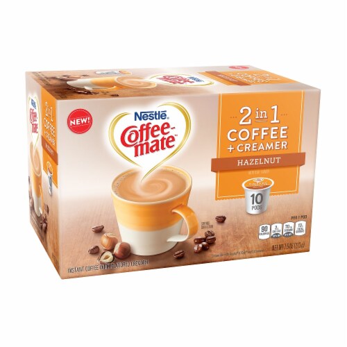Nestle Coffee-Mate 2 in 1 Coffee + Creamer Hazelnut PODS Perspective: front