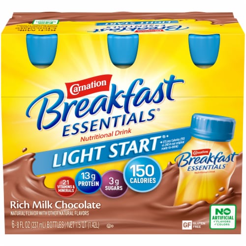 Carn Breakfast Essentials Light Start Rich Milk Chocolate Nutritional Drink Perspective: front