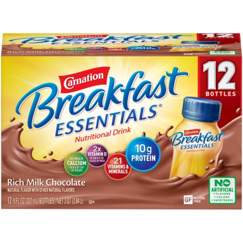Carnation Breakfast Essentials Rich Milk Chocolate Nutritional Drink Perspective: front