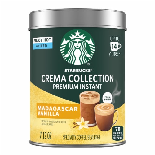 Starbucks Crema Collection Premium Instant Madagascar Vanilla Flavored Coffee 100% Arabica Perspective: front